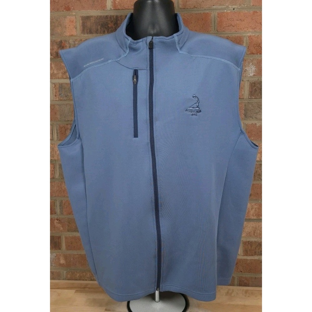Sun Mountain Pinehurst Vest Mens 2XL Blue Thermal Wear Golf Full Zip Jacket